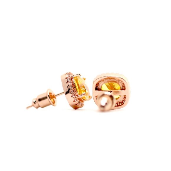 925S 14kt Rose Gold Dipped Yellow Topaz Earrings - Picture 6 of 7